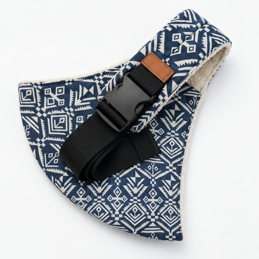 Porte-Bébé hanche – Motif Géométrique bleu et blanc