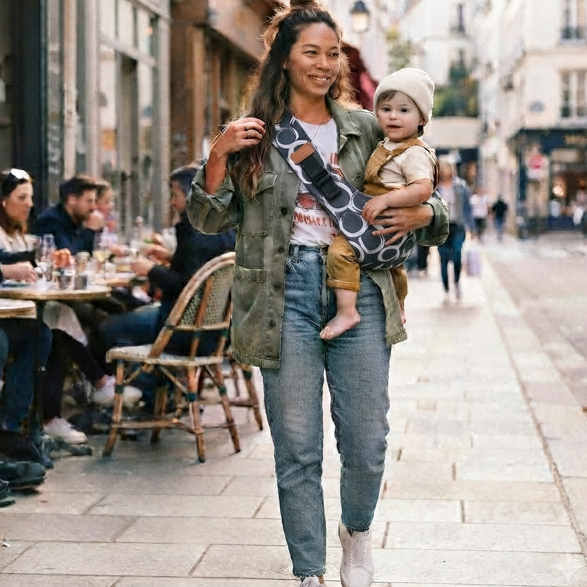 Porte-Bébé hanche – Motif gris anthracite