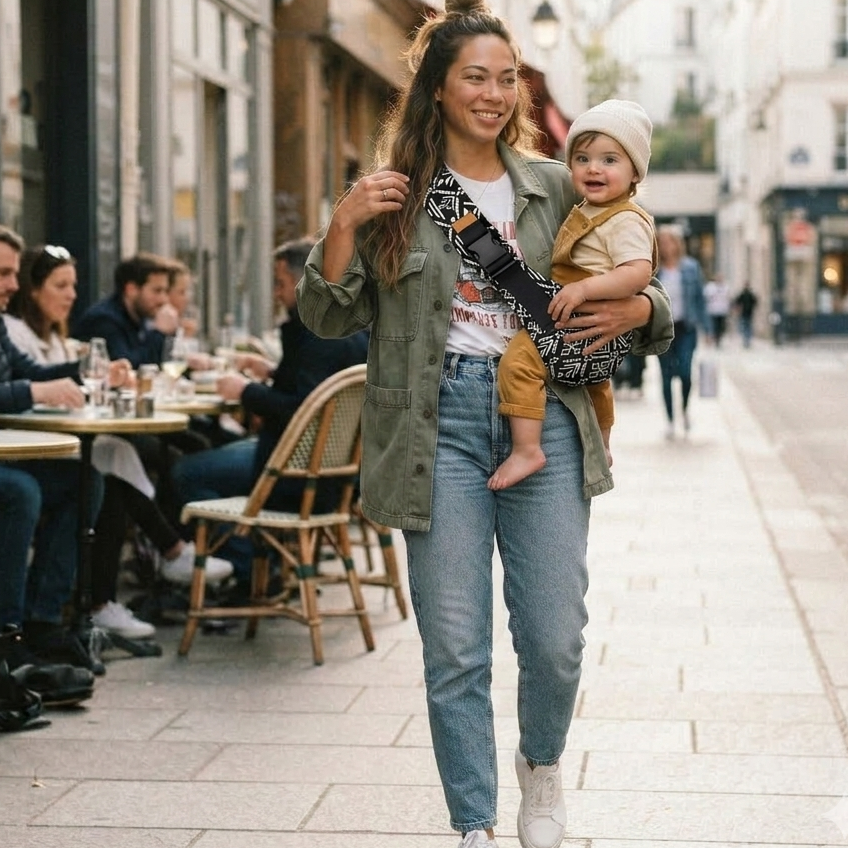 Porte-Bébé hanche – Motif zèbre Noir et Blanc
