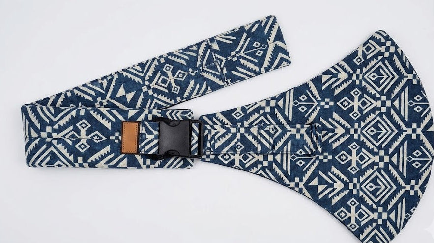 Porte-Bébé hanche – Motif Géométrique bleu et blanc