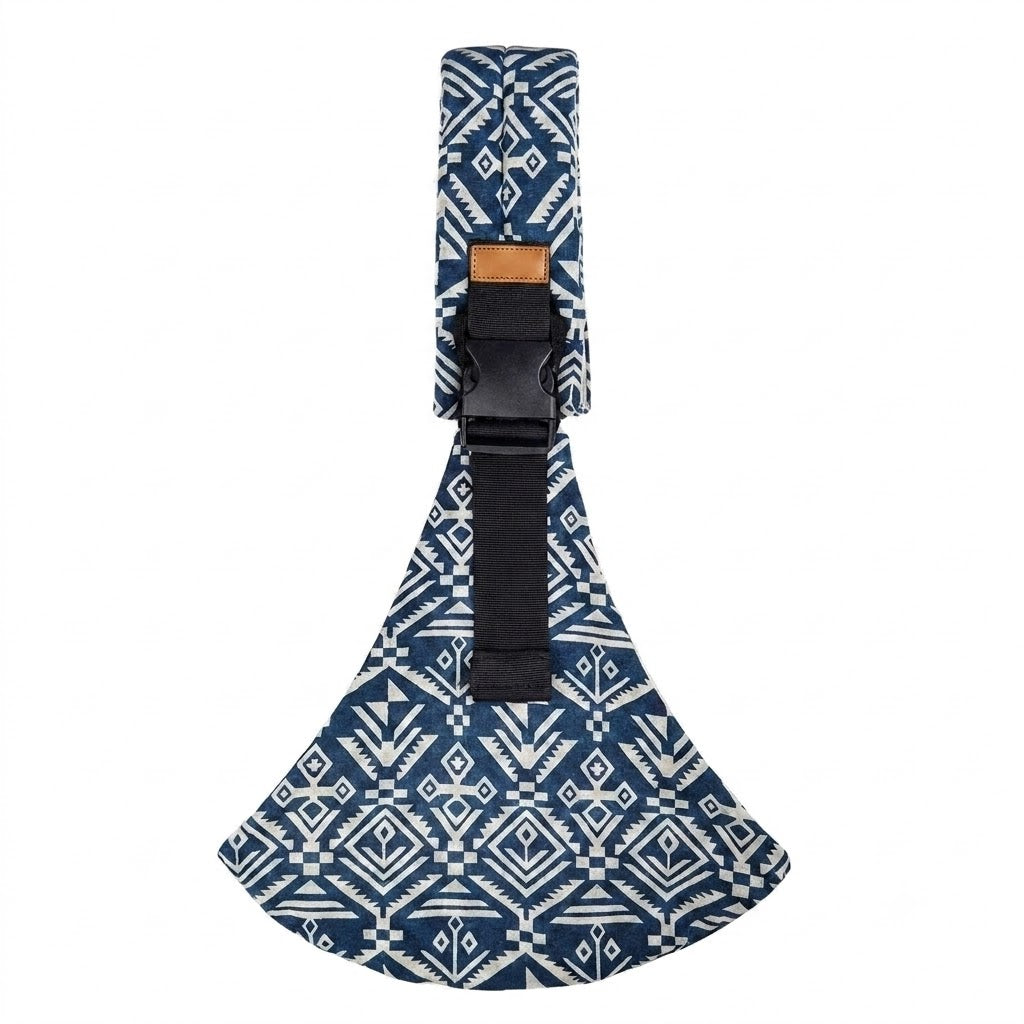 Porte-Bébé hanche – Motif Géométrique bleu et blanc