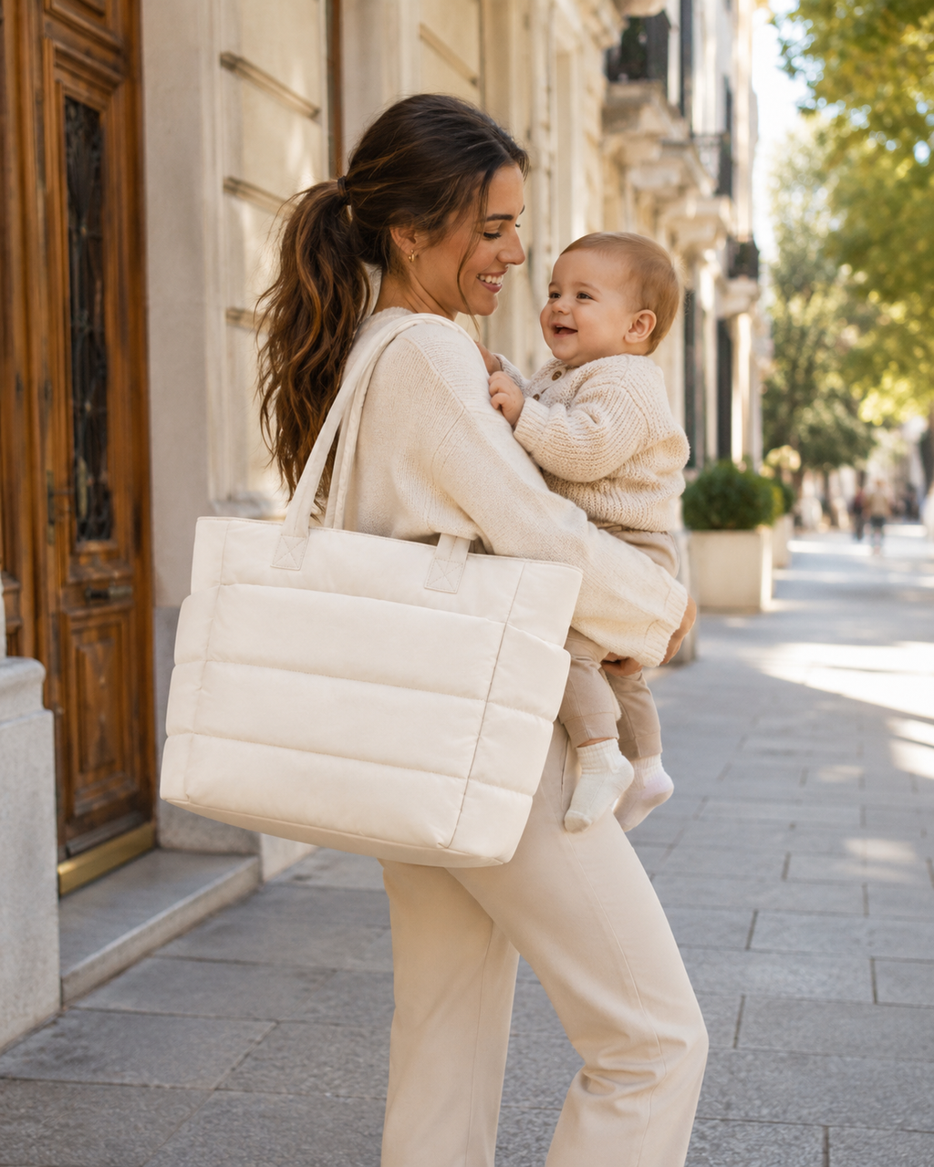 Sac à Langer Matelassé - Beige Clair