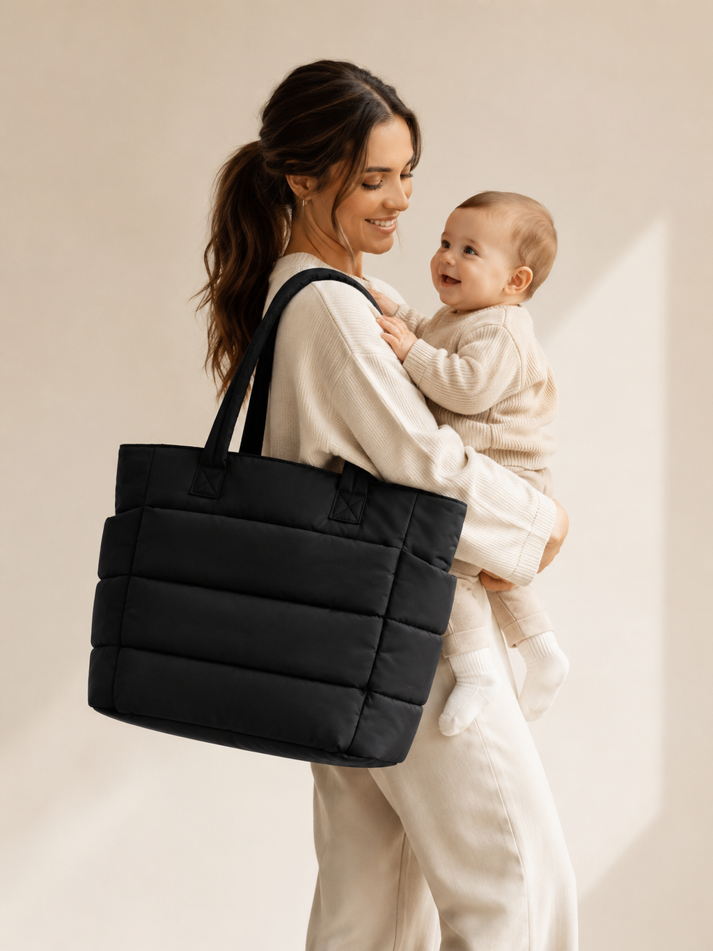 Sac à Langer Matelassé - Noir