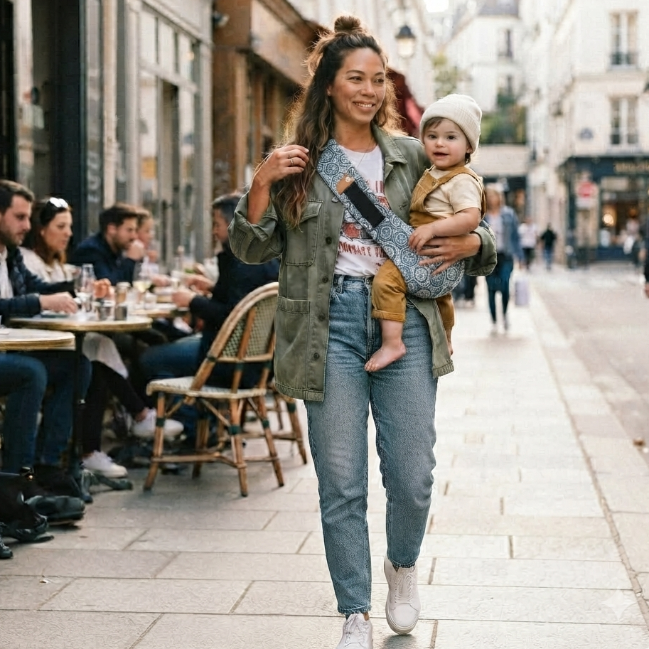 Porte-Bébé hanche – Motif bleu marine