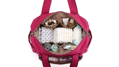 Sac à Langer Rose Framboise Imperméable en Nylon - Grand Format