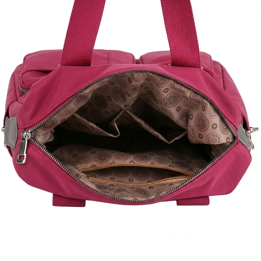 Sac à Langer Rose Framboise Imperméable en Nylon - Grand Format