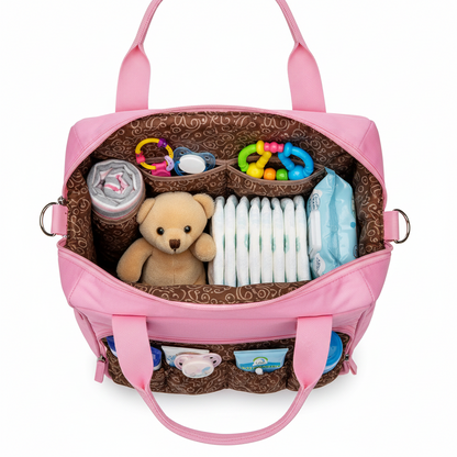 Sac à Langer Rose Imperméable en Nylon - Grand Format