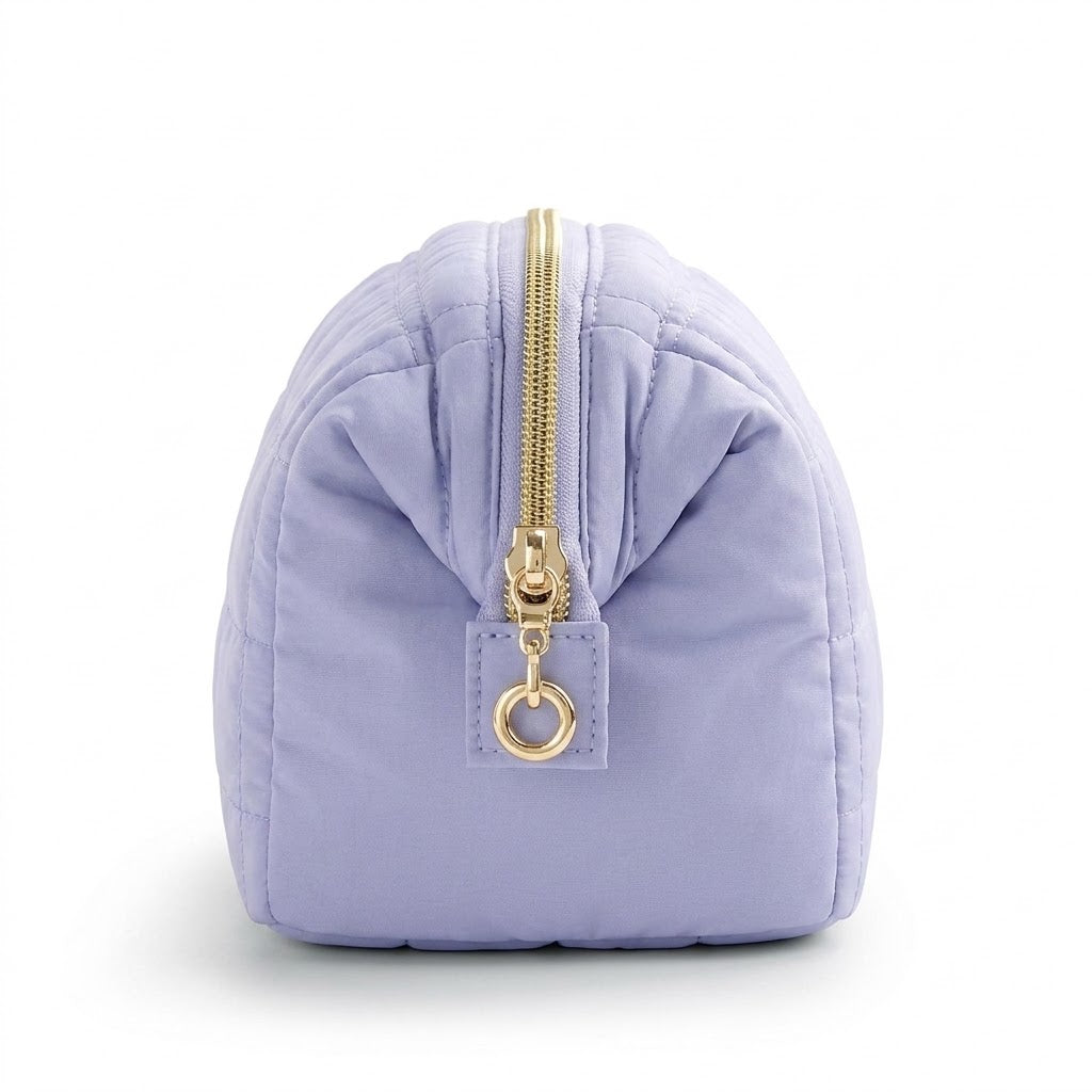 Trousse de Toilette Violet Clair Brodée en Polyester