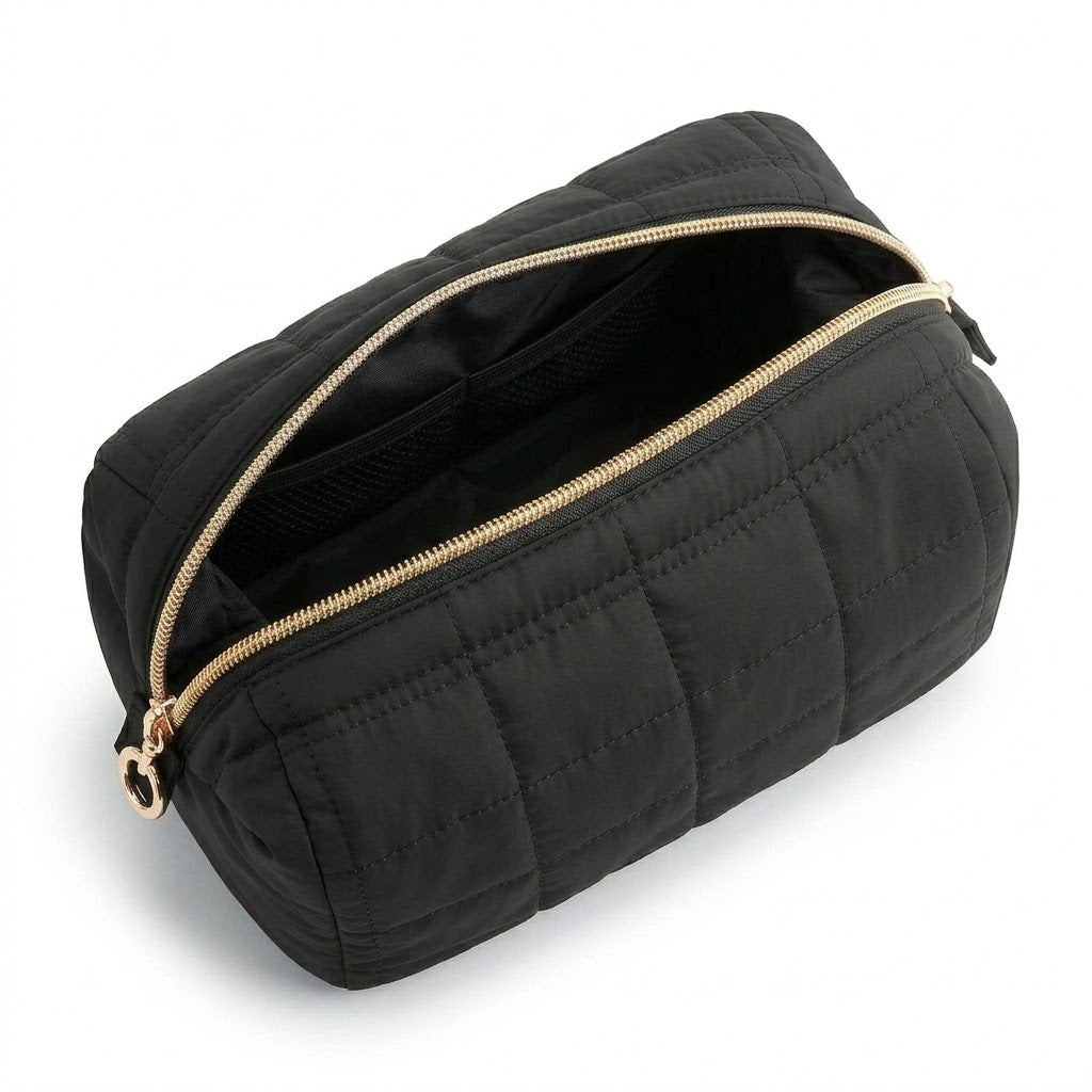Trousse de Toilette Noir Brodée en Polyester