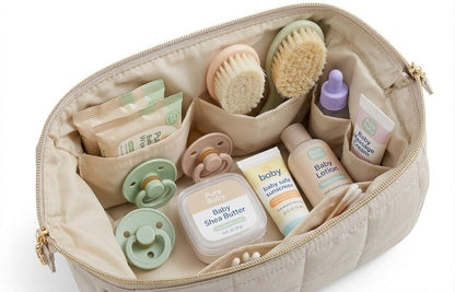 Trousse de Toilette Beige Clair Brodée en Polyester