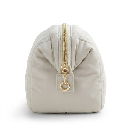 Trousse de Toilette Beige Clair Brodée en Polyester