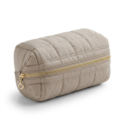 Trousse de Toilette Beige Clair Brodée en Polyester