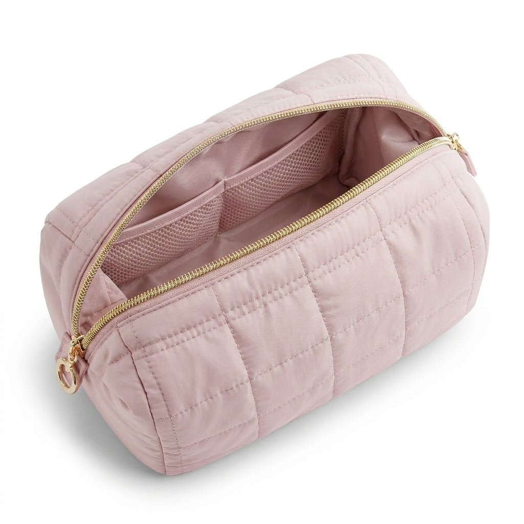 Trousse de Toilette Rose Brodée en Polyester